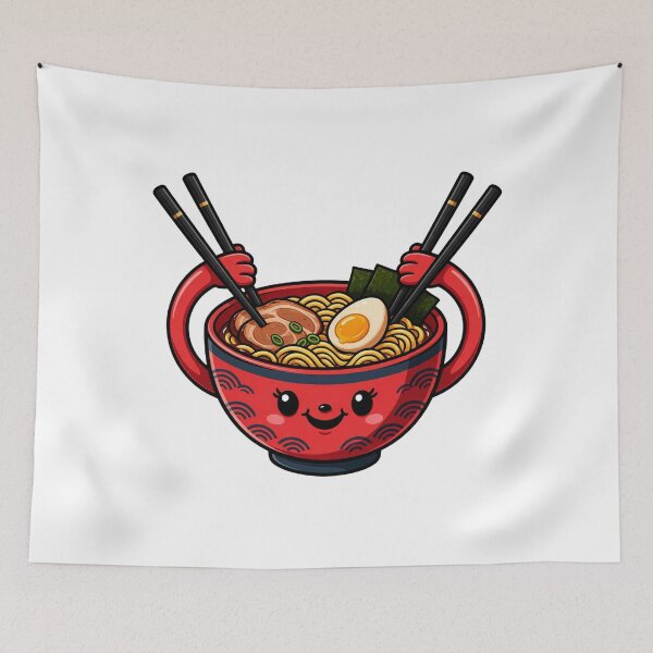 Item preview, Palillos chinos que sujetan un tazón de ramen. designed and sold by DVerse Studio.