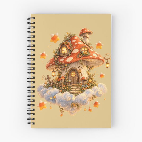 Item preview, Whimsical Halloween Mushroom House Candy Corn Storybook Art – Dreamy Print designed and sold by MagicMakerPh.