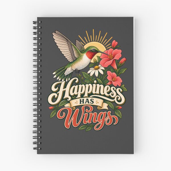 Item preview, Happiness Has Wings | Vintage Hummingbird Nature Gift Design designed and sold by Mambila.