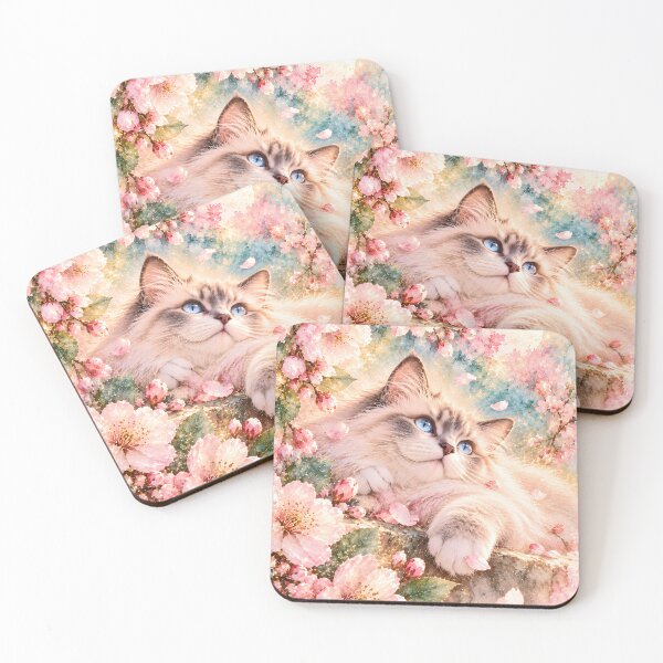 Item preview, Ragdoll cat in the cherry blossom galaxy sky designed and sold by knuppify.