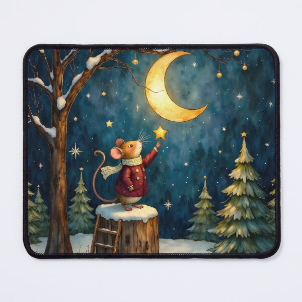 Item preview, Stained Glass Christmas Mouse Reaching for Star designed and sold by Connys Colorful World.