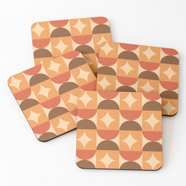 Item preview, Mid Century retro starbursts with half circles in burnt orange, brown and cream designed and sold by Yasminepatterns .