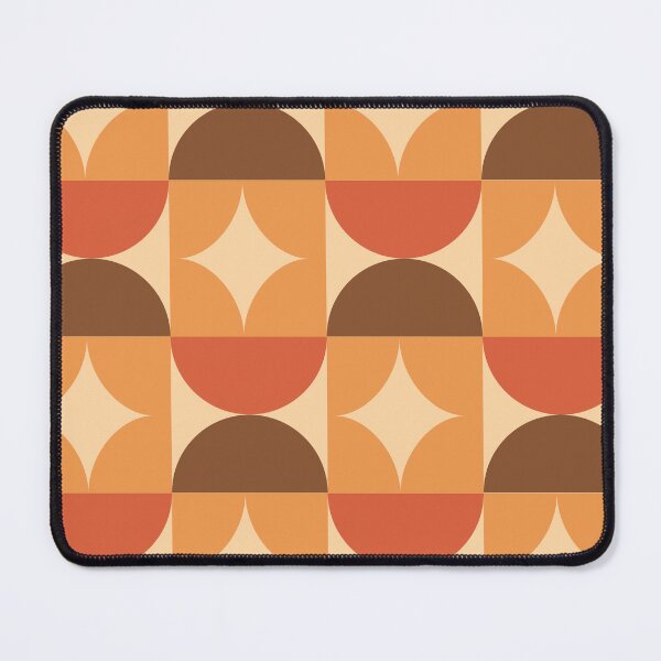 Item preview, Mid Century retro starbursts with half circles in burnt orange, brown and cream designed and sold by Yasminepatterns .