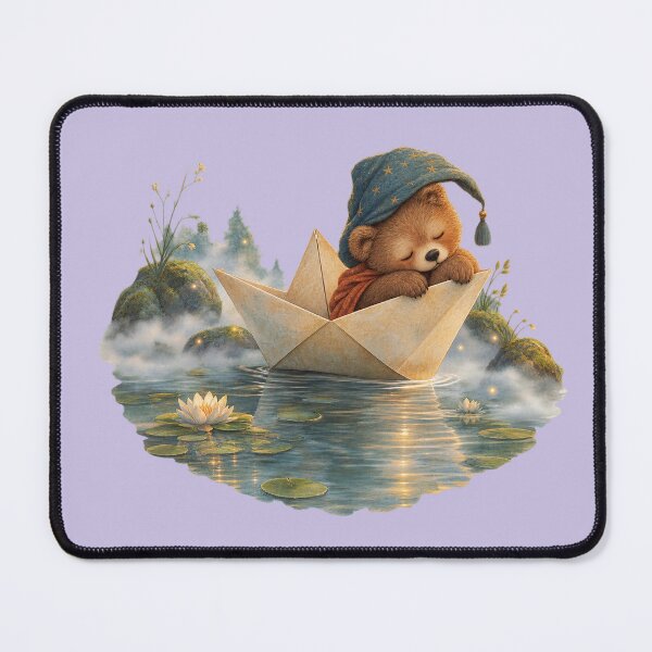 Item preview, Whimsical Halloween Bear Cub Paper Boat Storybook Art – Dreamy Fairytale Print designed and sold by MagicMakerPh.