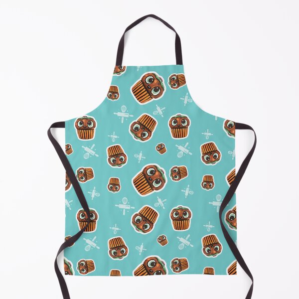Item preview, Cute cupcakes on turquoise background pattern - Original Whittled Food Character designed and sold by TurquoiseChicken.