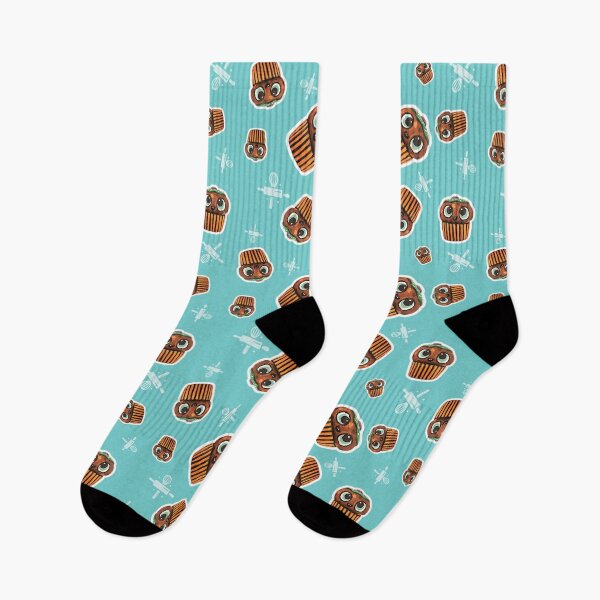 Item preview, Cute cupcakes on turquoise background pattern - Original Whittled Food Character designed and sold by TurquoiseChicken.