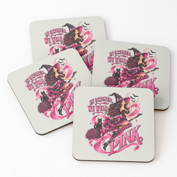 Item preview, In October We Wear Pink Witch Halloween Awareness designed and sold by FreshVibe Prints.