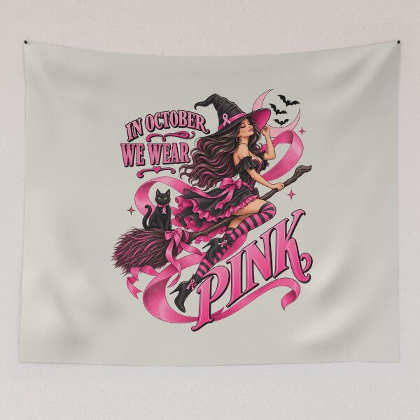 Item preview, In October We Wear Pink Witch Halloween Awareness designed and sold by FreshVibe Prints.