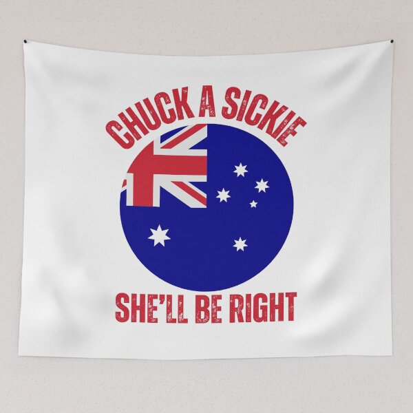 Item preview, CHUCK A SICKIE, SHE'LL BE RIGHT designed and sold by MuggyandMo.