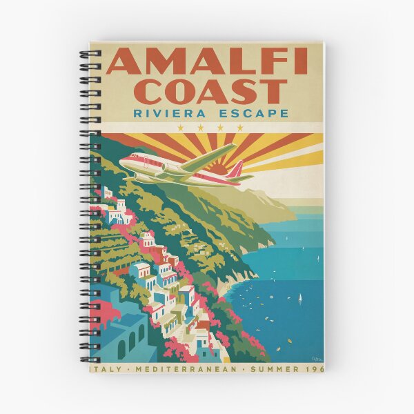 Item preview, Amalfi Coast Riviera Escape – Vintage 1960s Italian Travel Poster, Retro Positano Aviation Art designed and sold by Tamas Das.
