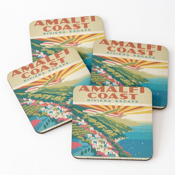 Item preview, Amalfi Coast Riviera Escape – Vintage 1960s Italian Travel Poster, Retro Positano Aviation Art designed and sold by Tamas Das.