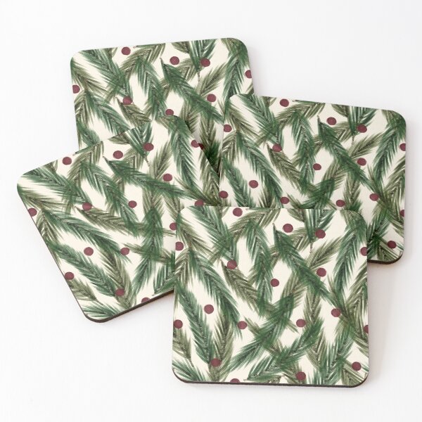 Item preview, Vintage Winter Botanical - Pine Branches & Red Berries Pattern designed and sold by DesigndN.