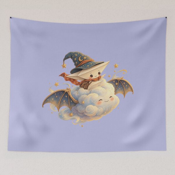 Item preview, Whimsical Halloween Bat Cloud Paper Airplane Storybook Art – Dreamy Print designed and sold by MagicMakerPh.