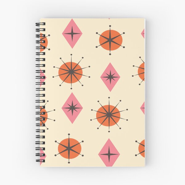 Item preview, Mid Century Atomic stars on pink and orange circles and diamonds pattern  designed and sold by Yasminepatterns .