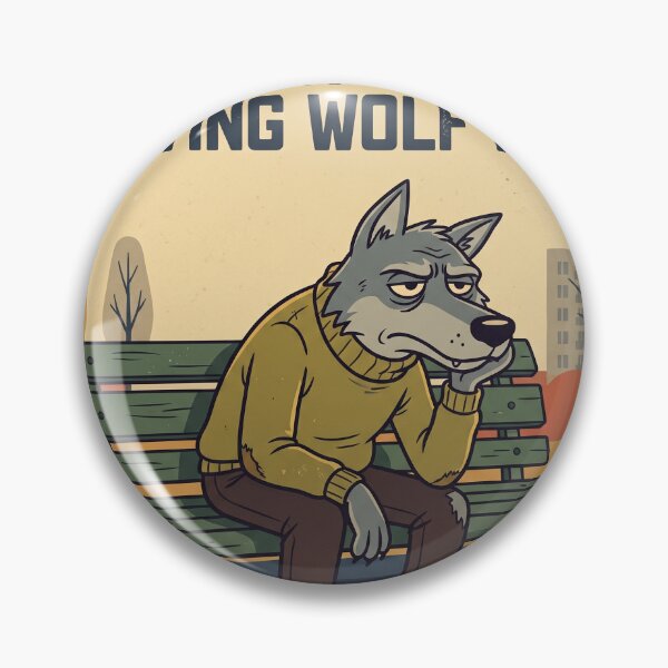 Item preview, Retro style sad wolf in a sweater sitting on a park bench designed and sold by dyby.
