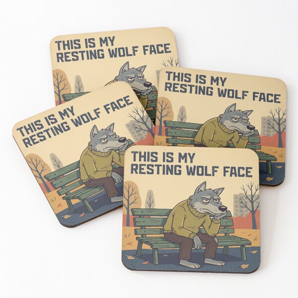 Item preview, Retro style sad wolf in a sweater sitting on a park bench designed and sold by dyby.