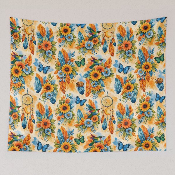Item preview, Vibrant Boho Sunflower & Dreamcatcher Seamless Pattern designed and sold by ZHD Home Decor - Apparel - Accessories.