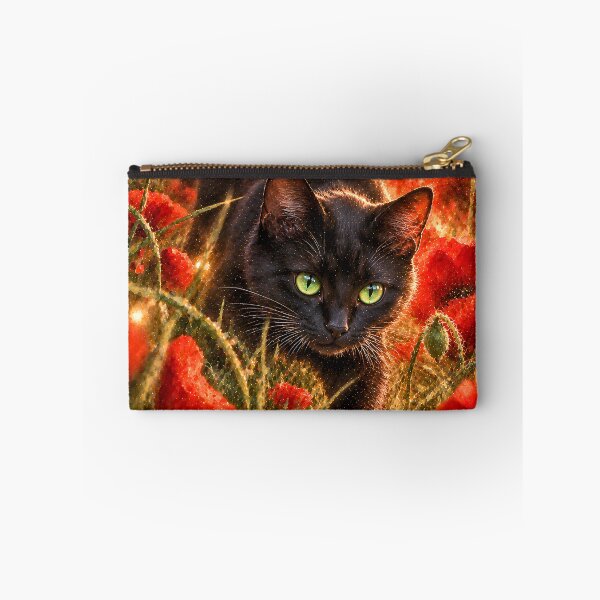 Item preview, Black cat in a red poppy galaxy field designed and sold by knuppify.