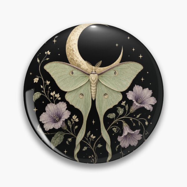 Item preview, Luna Moth Gothic Moon | Whimsigothic Floral designed and sold by Mama Leenah.