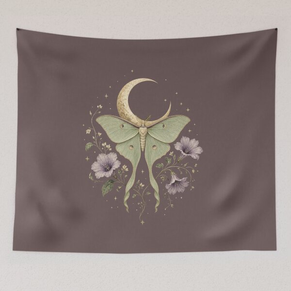 Item preview, Luna Moth Gothic Moon | Whimsigothic Floral designed and sold by Mama Leenah.