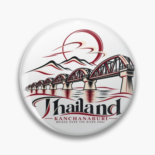 Item preview, Kanchanaburi Bridge Over The River Kwai Thailand Emblem designed and sold by Nicha Studio.