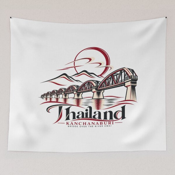 Item preview, Kanchanaburi Bridge Over The River Kwai Thailand Emblem designed and sold by Nicha Studio.