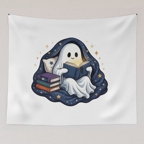 Item preview, Ghost reading books under a blanket designed and sold by DVerse Studio.