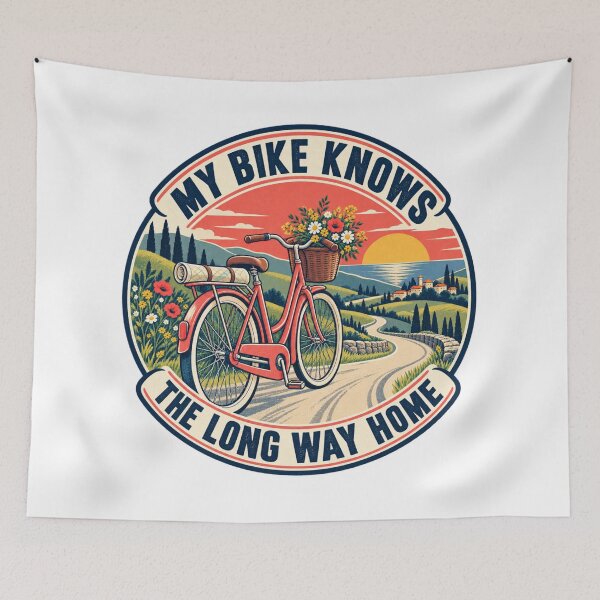 Item preview, My Bike Knows The Long Way Home Vintage Bicycle Retro Patch designed and sold by ODDLUME CLUB.