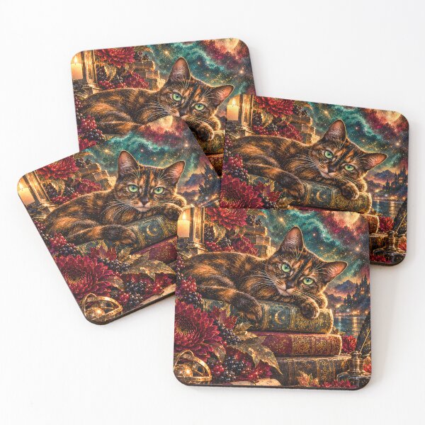 Item preview, Cat lying on books in galaxy space designed and sold by knuppify.