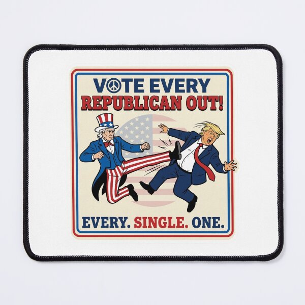 Item preview, Vote Every Republican Out Uncle Sam Kick Satire Anti Trump Progressive Protest Decal designed and sold by raedattia.