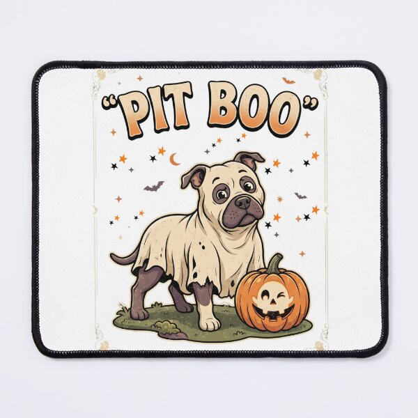 Item preview, Funny Pit Boo Halloween Sticker – Cute Pitbull Ghost Dog & Jack-O'-Lantern Spooky Art designed and sold by okeokebye.