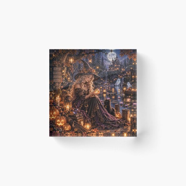 Item preview, Cozy Witch Moonlit Halloween designed and sold by FairyArtCottage.