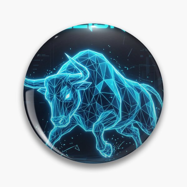 Item preview, Blue crystal wireframe bull for crypto traders designed and sold by dyby.