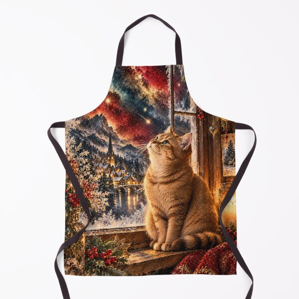 Item preview, Red cat at the winter window in galaxy space designed and sold by knuppify.