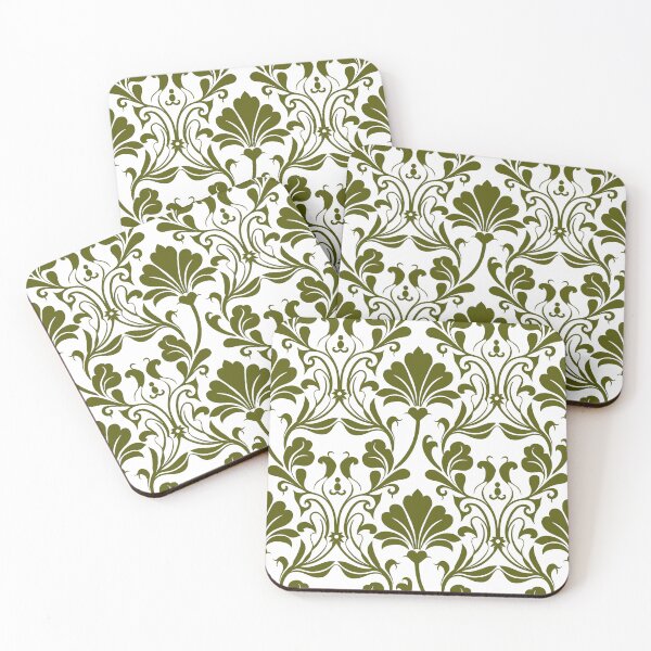 Item preview, Vintage Olive Green Damask Seamless Pattern designed and sold by ​Jyoti Digital Artist.