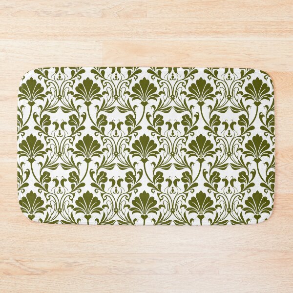 Item preview, Vintage Olive Green Damask Seamless Pattern designed and sold by ​Jyoti Digital Artist.