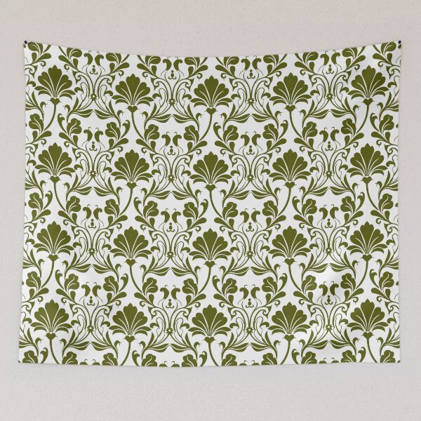 Item preview, Vintage Olive Green Damask Seamless Pattern designed and sold by ​Jyoti Digital Artist.