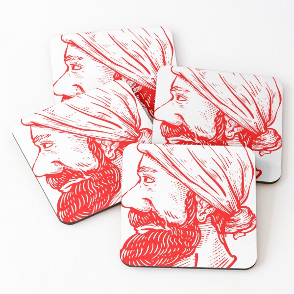 Item preview, Vintage Middle Eastern Bearded Man Linocut Profile Portrait designed and sold by anandariki.