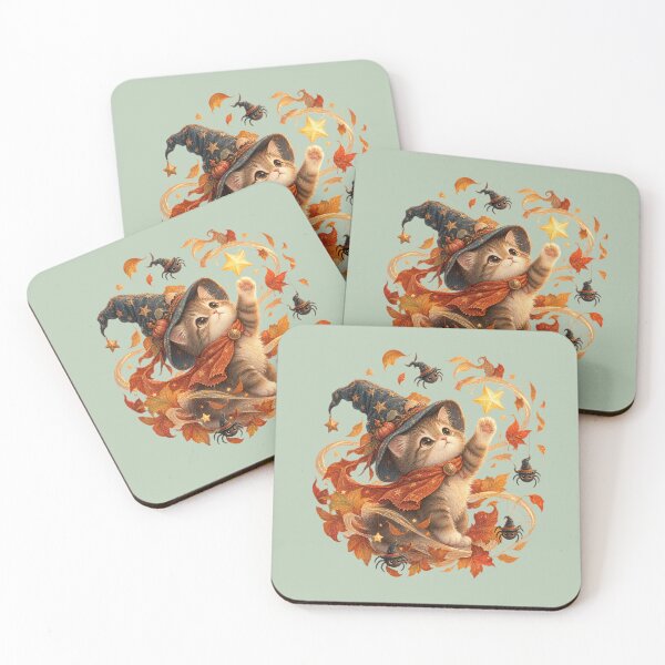 Item preview, Whimsical Halloween Star-Catching Cat Storybook Art – Dreamy Autumn Print designed and sold by MagicMakerPh.
