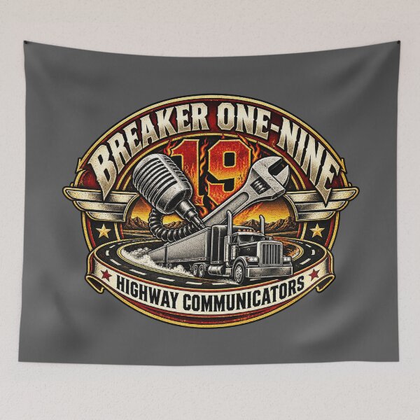 Item preview, Breaker One-Nine | Highway Communicators | CB Radio Semi Truck Wrench Art designed and sold by NomadForge.