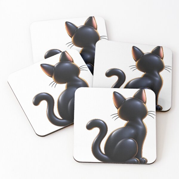 Item preview, 3D Black Cat Silhouette Cute Glossy Feline designed and sold by MR4me.