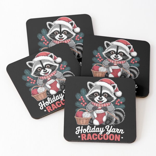 Item preview, Holiday Yarn Raccoon  designed and sold by jkrphoto.