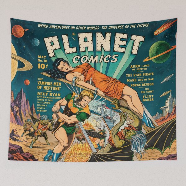 Item preview, Vintage Sci Fi Wall Art, Planet Comics Cover Print, Dan Zolnerowich Pulp Illustration designed and sold by RickE.