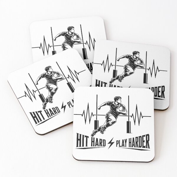 Item preview, Rugby Hit Hard Play Harder | Rugby Heartbeat Design For Rugby Player designed and sold by StyxIND.