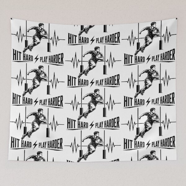 Item preview, Rugby Hit Hard Play Harder | Rugby Heartbeat Design For Rugby Player designed and sold by StyxIND.