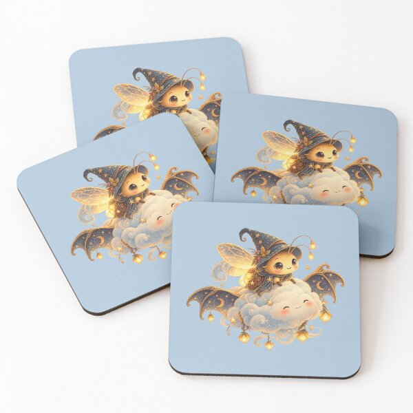 Item preview, Whimsical Halloween Firefly Bat Cloud Storybook Art – Dreamy Fairytale Print designed and sold by MagicMakerPh.