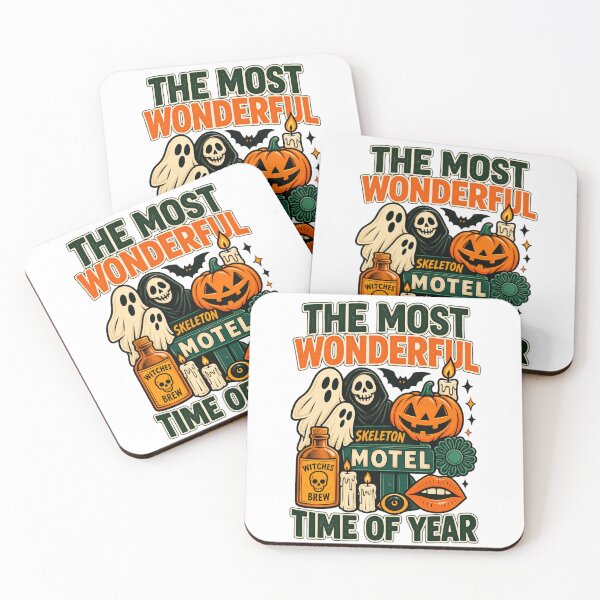 Item preview, The Most Wonderful Time Of Year - Retro Skeleton Motel Halloween Parody designed and sold by Final Chance Designs⭐️⭐️⭐️⭐️⭐️.