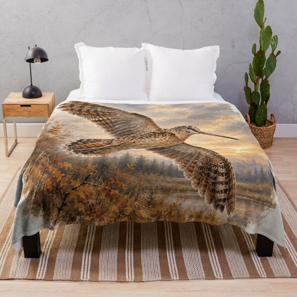 Item preview, Woodcock in Flight – Autumn Hunting Landscape designed and sold by TammyHunterArt.