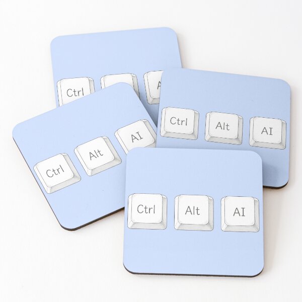 Item preview, Ctrl Alt AI - Minimalist White Keyboard Keys Drawing designed and sold by Starstacks.