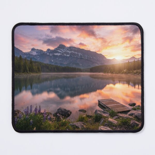 Item preview, Scenic Alpine Mountain Lake Sunset Landscape Art designed and sold by SofiaByCruti.